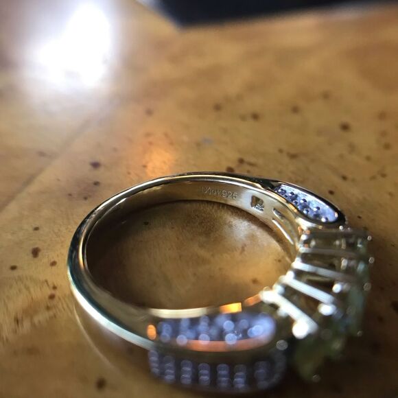 Natural Sava Sphene Sterling Silver 18k Gold Vermeil Ring Size 7 - Picture 5 of 9